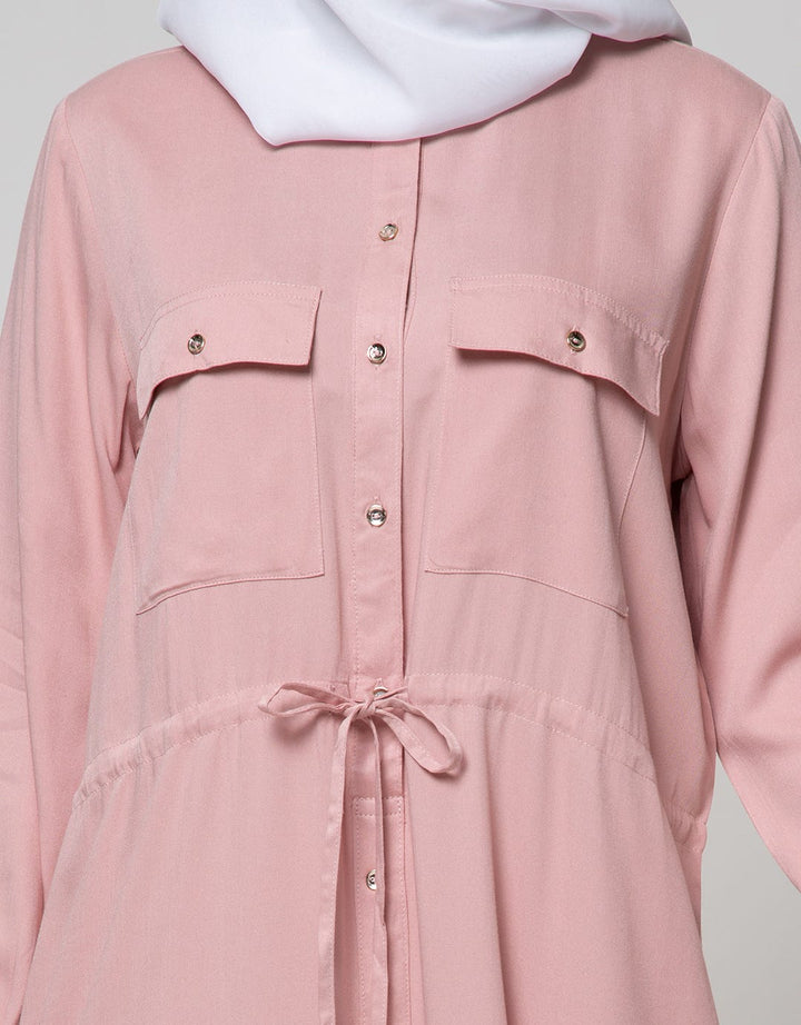 Annisa Long Sleeve Maxi Dress Pocket Chest Pocket