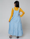 LS MIDI DRESS WOVEN