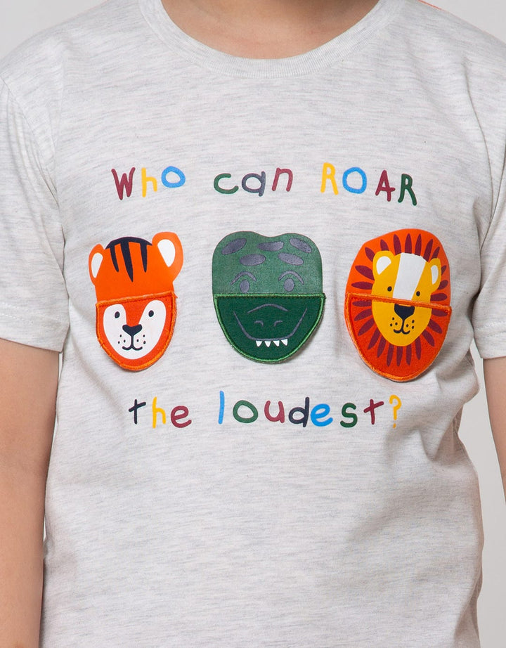 Little M Short Sleeve T-Shirt Aniimal Aplikasi Flip