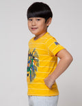 Little M Short Sleeve T-Shirt Print Stripe Lion Application Pocket