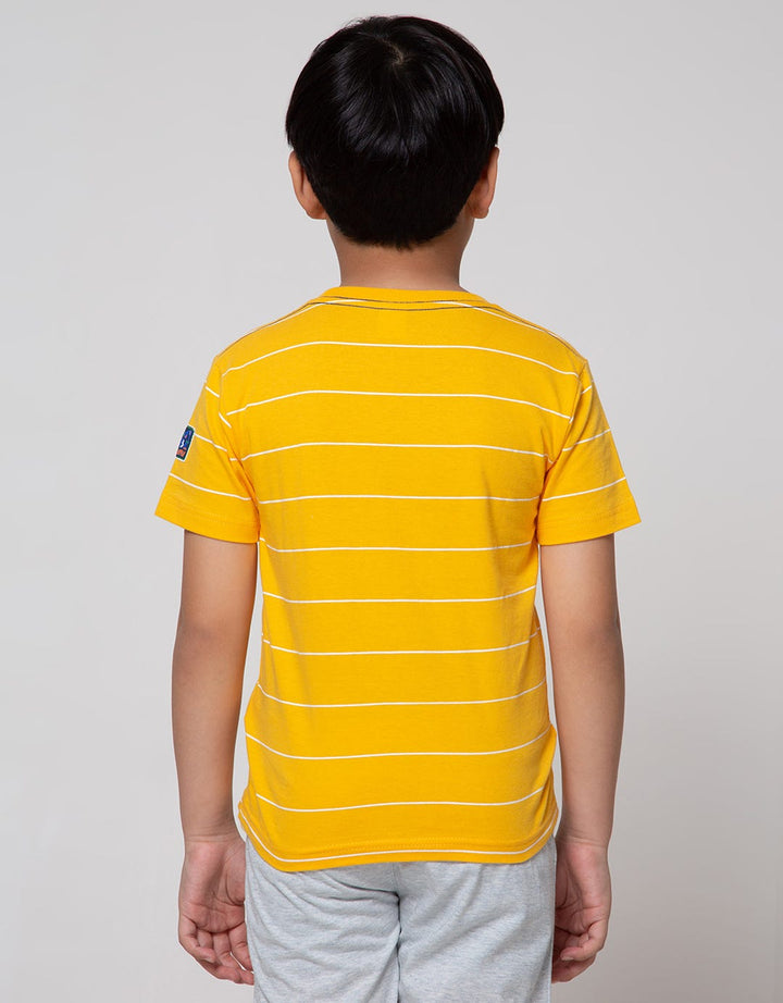 Little M Short Sleeve T-Shirt Print Stripe Lion Application Pocket