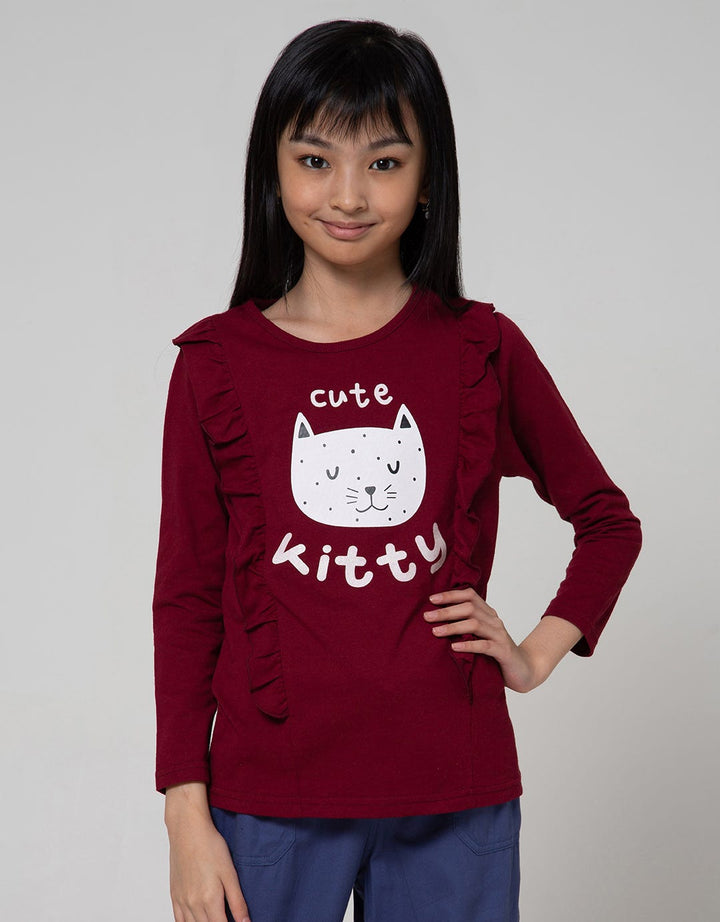 Aero Long Sleeve T-Shirt Ls Ruffle Kitty T-Shirt