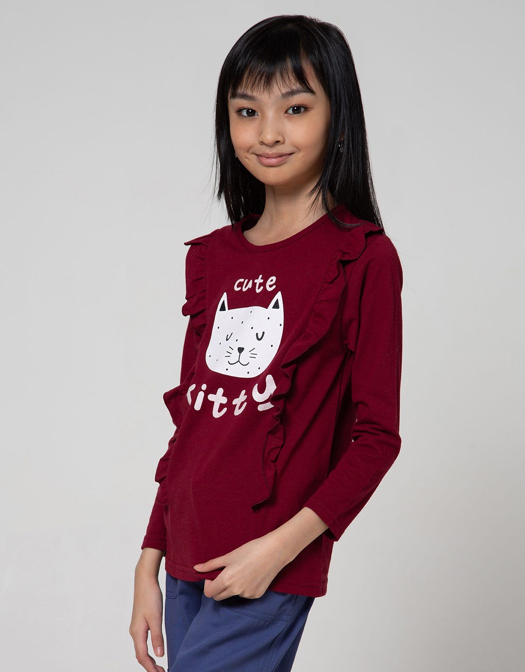 Aero Long Sleeve T-Shirt Ls Ruffle Kitty T-Shirt