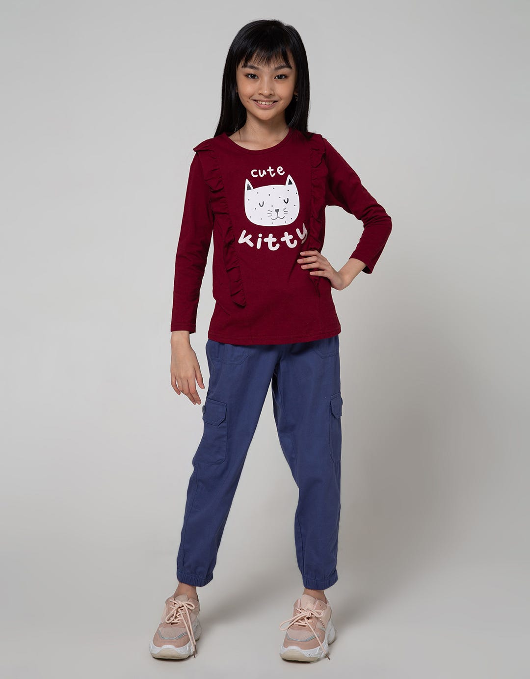 Aero Long Sleeve T-Shirt Ls Ruffle Kitty T-Shirt