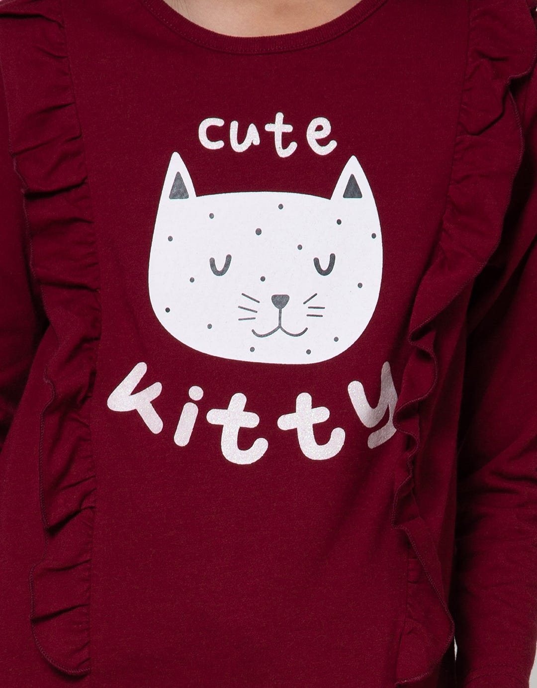 Aero Long Sleeve T-Shirt Ls Ruffle Kitty T-Shirt