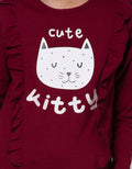 Aero Long Sleeve T-Shirt Ls Ruffle Kitty T-Shirt