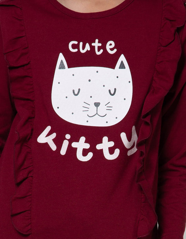 Aero Long Sleeve T-Shirt Ls Ruffle Kitty T-Shirt