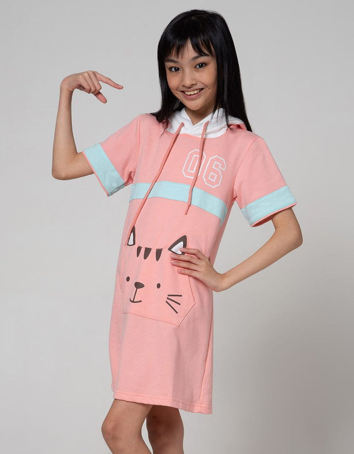 Aero Short Sleeve Dress Hoodie Cool Cat Face