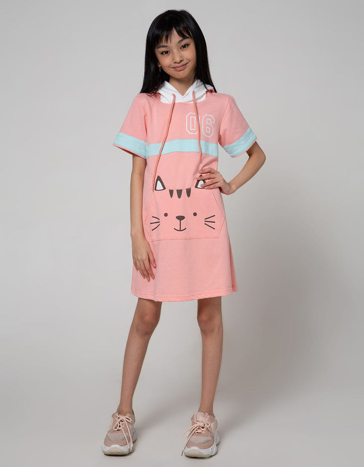 Aero Short Sleeve Dress Hoodie Cool Cat Face