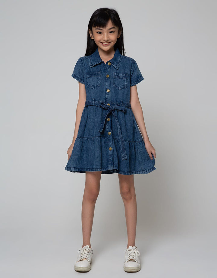 Aero Short Sleeve Dress Krah Buttoned Down Kantong