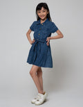 Aero Short Sleeve Dress Krah Buttoned Down Kantong