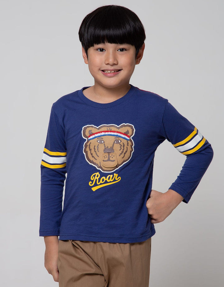 Little M Long Sleeve T-Shirt Slub Aplikasi Tiger Roar