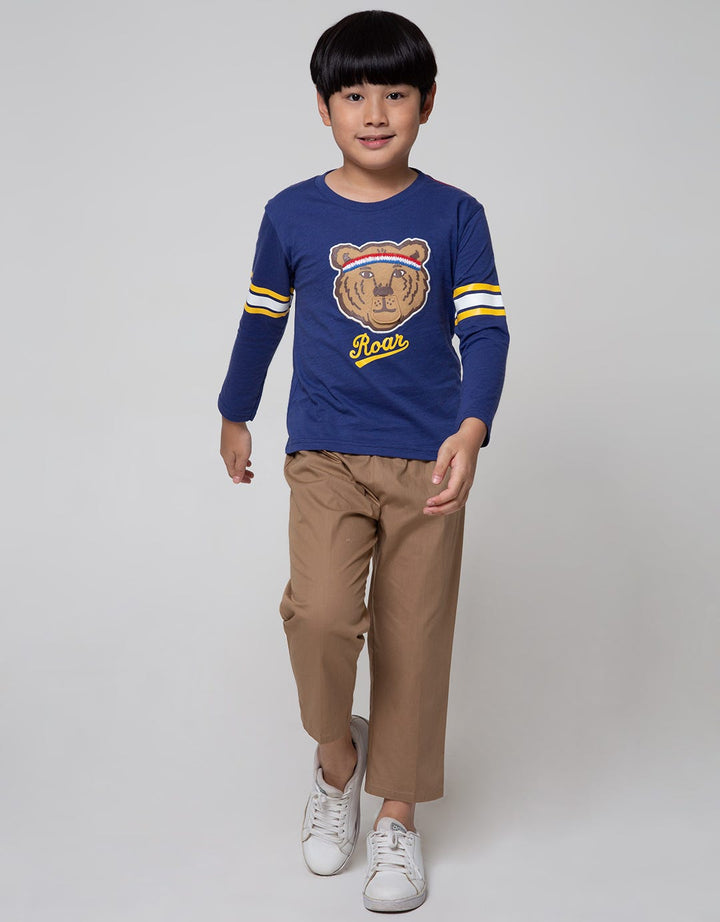 Little M Long Sleeve T-Shirt Slub Aplikasi Tiger Roar