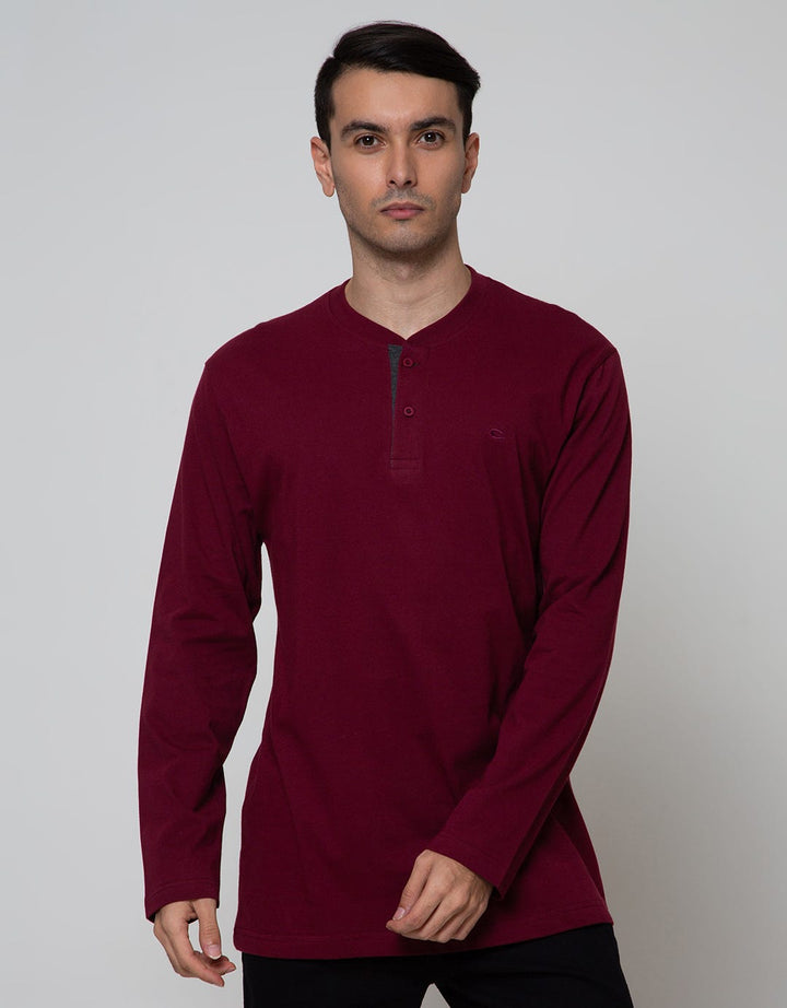 Cole Long Sleeve T-Shirt Henley Kombinasi Plakat