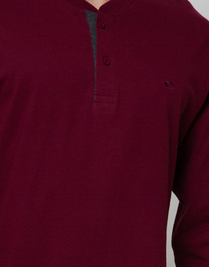 Cole Long Sleeve T-Shirt Henley Kombinasi Plakat