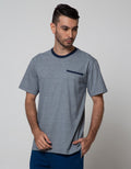 Cole Short Sleeve T-Shirt Stripe Round Neck Fider Kantong