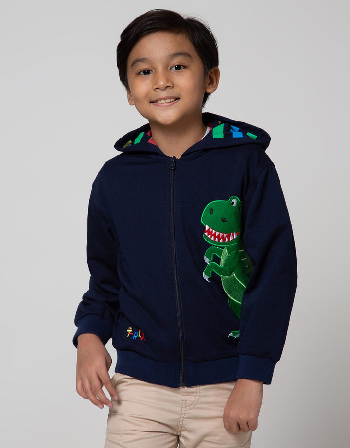 Little M Jacket Knit Hoodie Terry Dino Embroidery Cucuk