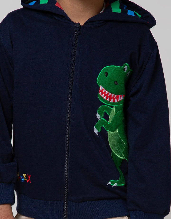 Little M Jacket Knit Hoodie Terry Dino Embroidery Cucuk