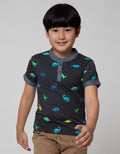 Little M Short Sleeve T-Shirt Henley Print Dino