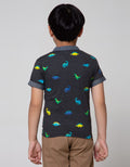 Little M Short Sleeve T-Shirt Henley Print Dino