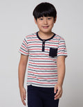 Little M Short Sleeve T-Shirt Henley Stripes