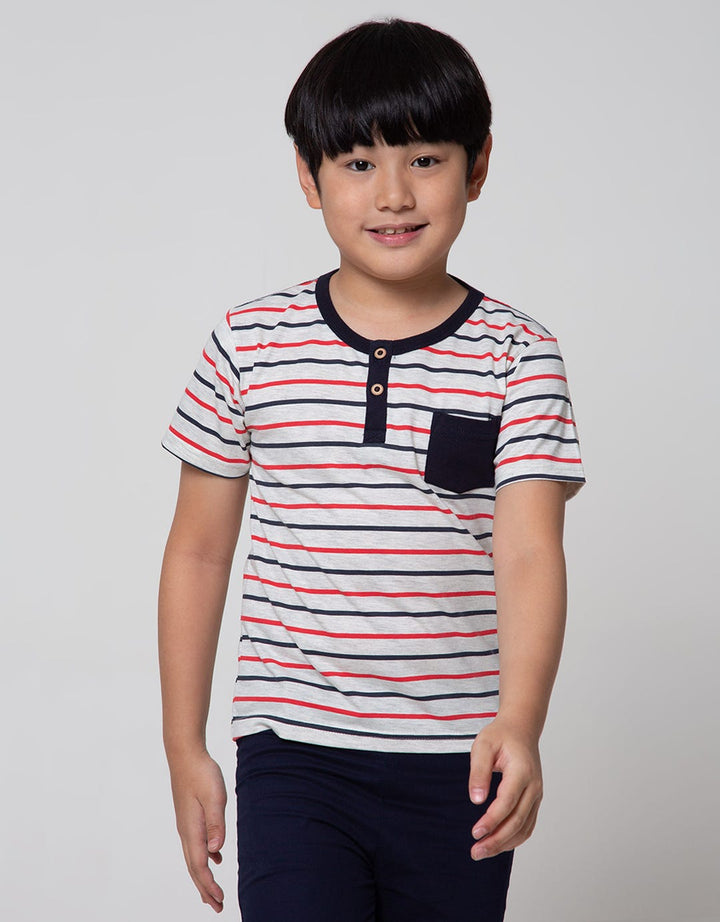 Little M Short Sleeve T-Shirt Henley Stripes