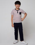 Little M Short Sleeve T-Shirt Henley Stripes