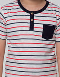 Little M Short Sleeve T-Shirt Henley Stripes