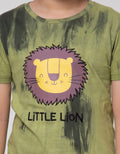 Little M Short Sleeve T-Shirt Tie Dyed Lion Embroidered