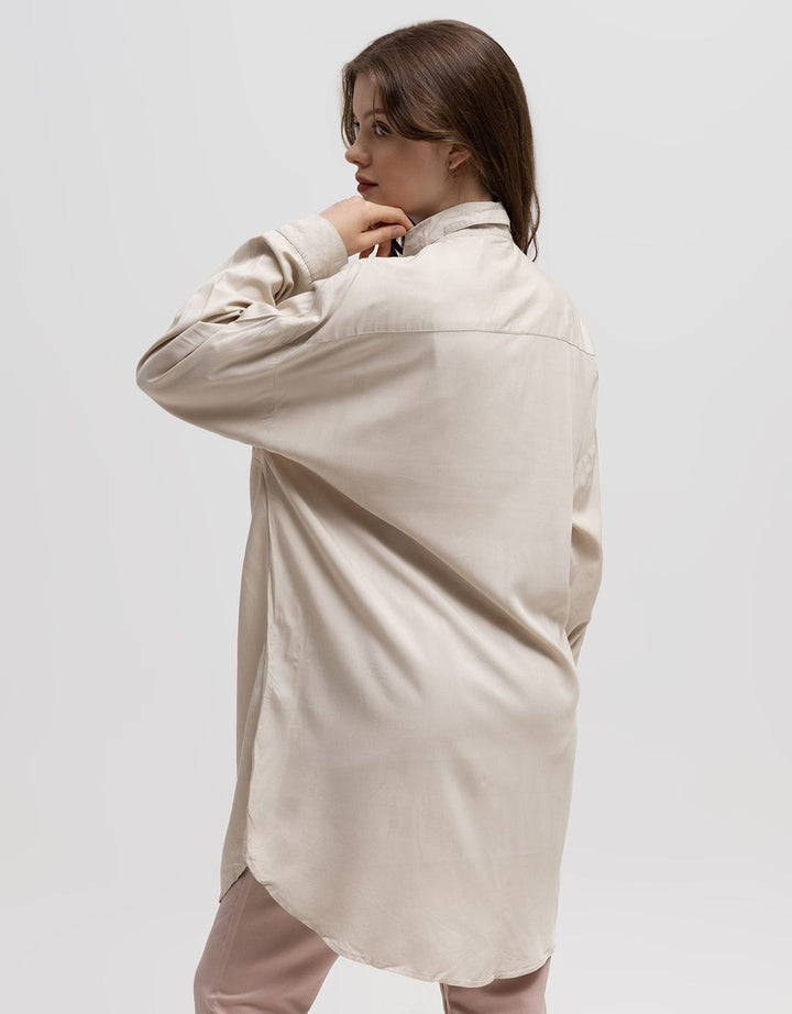 Logo Jeans Mori Khaki Long Sleeve Dress