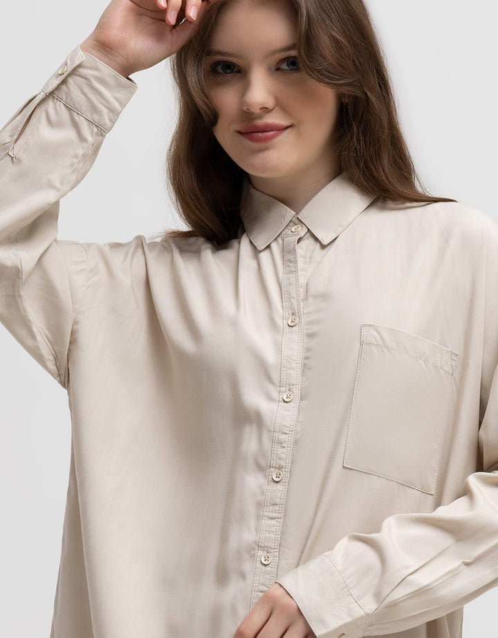 Logo Jeans Mori Khaki Long Sleeve Dress
