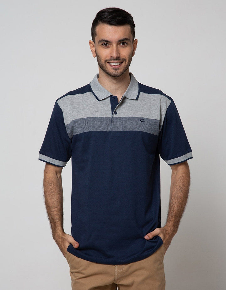 Cole Short Sleeve Polo Shirt Stripe Block Chest