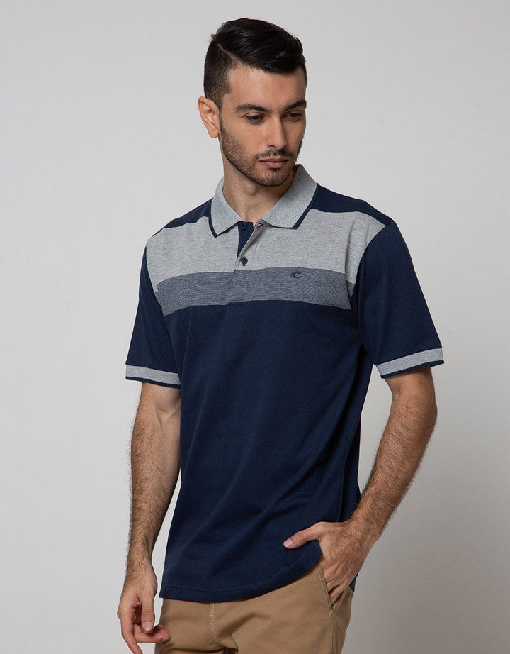 Cole Short Sleeve Polo Shirt Stripe Block Chest