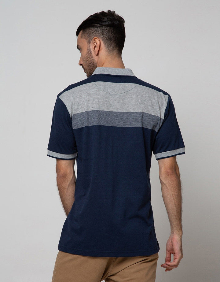 Cole Short Sleeve Polo Shirt Stripe Block Chest
