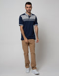 Cole Short Sleeve Polo Shirt Stripe Block Chest