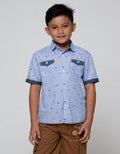 Little M Short Sleeve Kemeja Car Corak