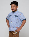 Little M Short Sleeve Kemeja Car Corak