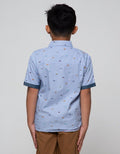 Little M Short Sleeve Kemeja Car Corak