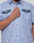 Little M Short Sleeve Kemeja Car Corak