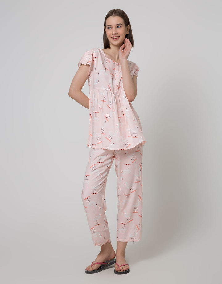 Nevada Short Sleeve Pyjama Pants Heart Minggo