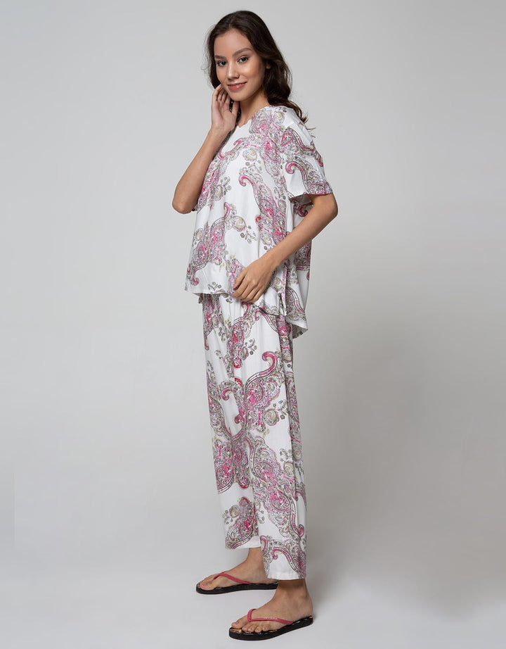 St. Yves Short Sleeve Pajama Pants Flower Abstract