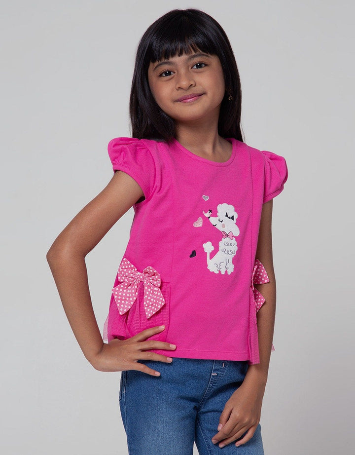 Little M Short Sleeve T-Shirt Ss Puff Hand Ruffle Pita Poodle