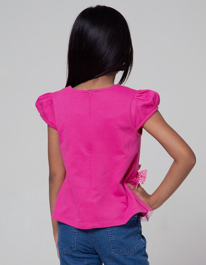 Little M Short Sleeve T-Shirt Ss Puff Hand Ruffle Pita Poodle
