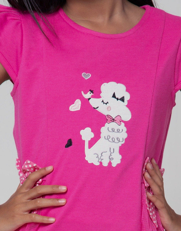 Little M Short Sleeve T-Shirt Ss Puff Hand Ruffle Pita Poodle