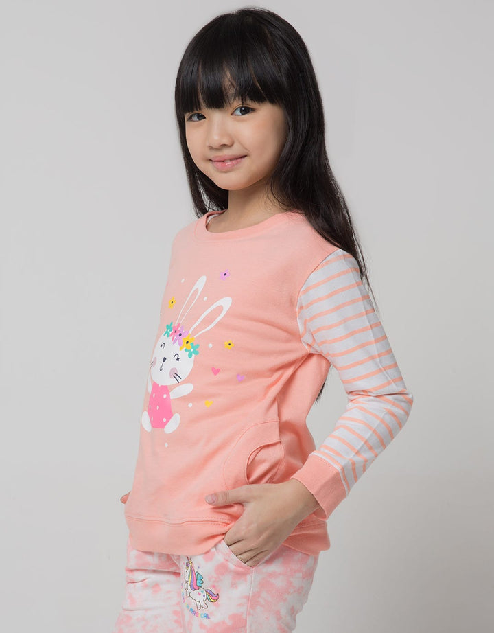 Little M Long Sleeve T-Shirt Rib Print Cat Meow