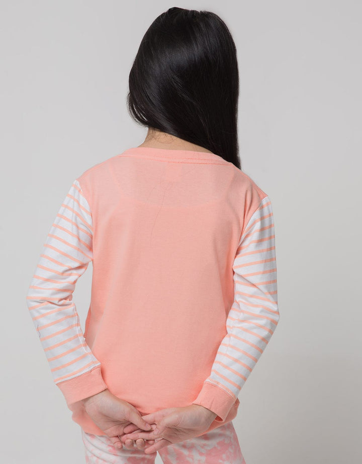 Little M Long Sleeve T-Shirt Rib Print Cat Meow