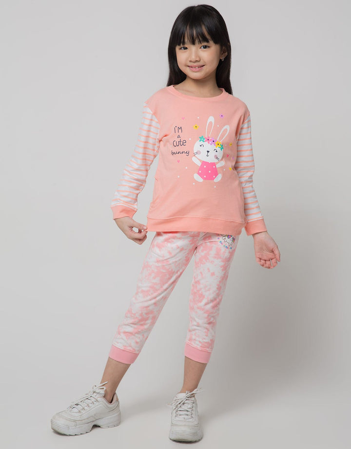 Little M Long Sleeve T-Shirt Rib Print Cat Meow
