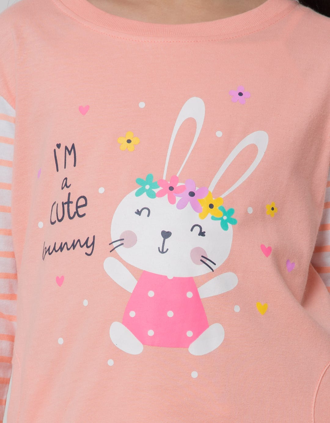 Little M Long Sleeve T-Shirt Rib Print Cat Meow