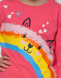 Little M Long Sleeve T-Shirt Rib Rainbow Animal Embroidery