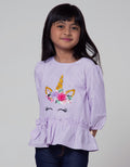 Little M Short Sleeve Shirt Woven Salur Bawah Ruffle